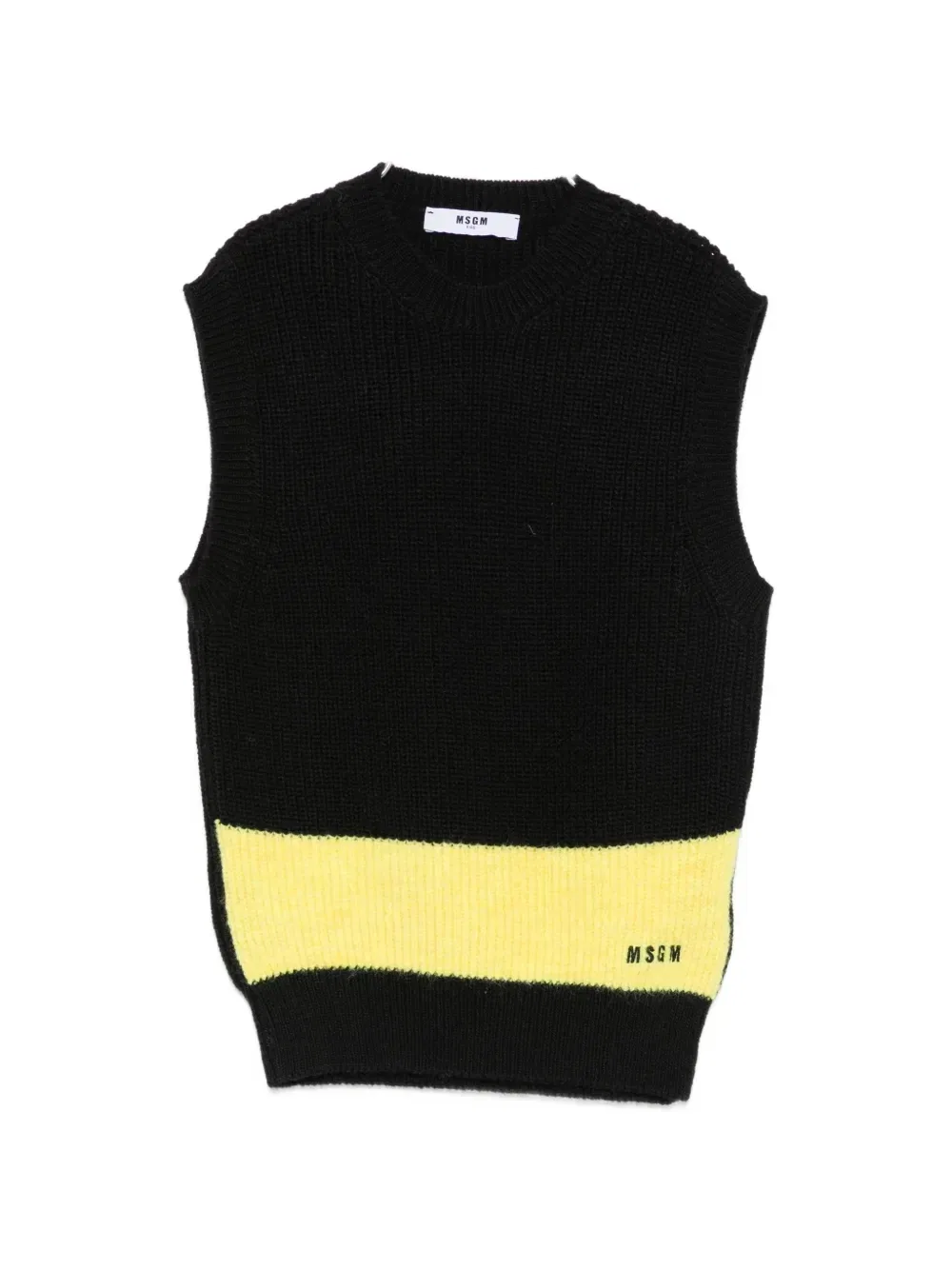 Полосатый жилет с вышитым логотипом Msgm Kids, черный