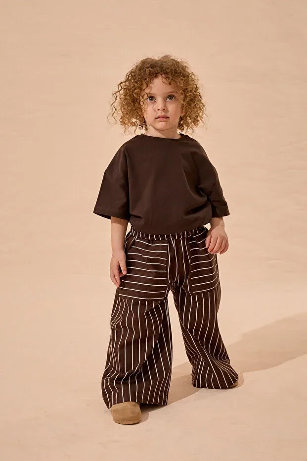 Детские широкие брюки в полоску для девочек Fahhar Kids, Brown — фото 3