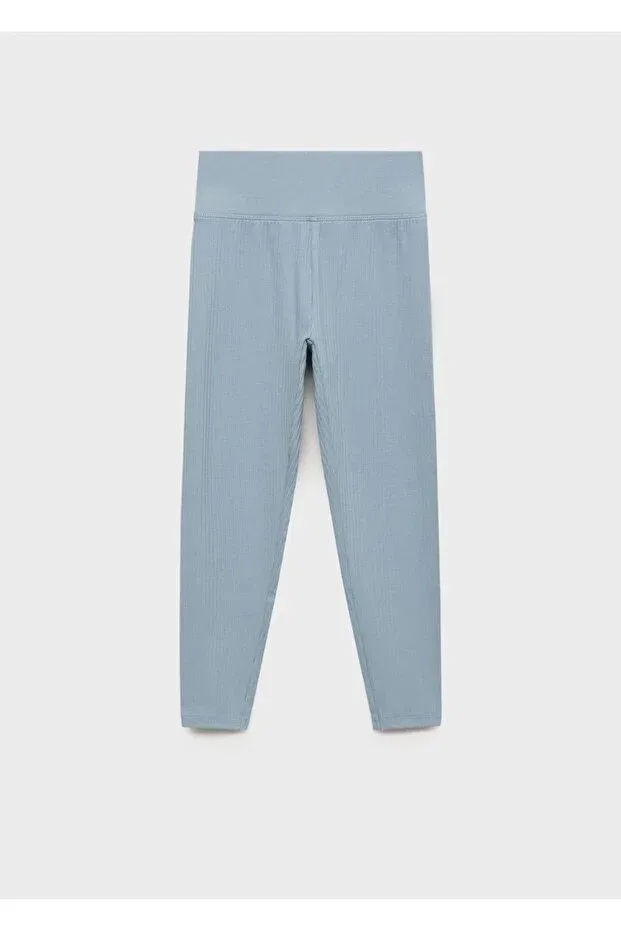 Детские леггинсы для девочек хлопковые Mango Kids, Sky Blue — фото 3