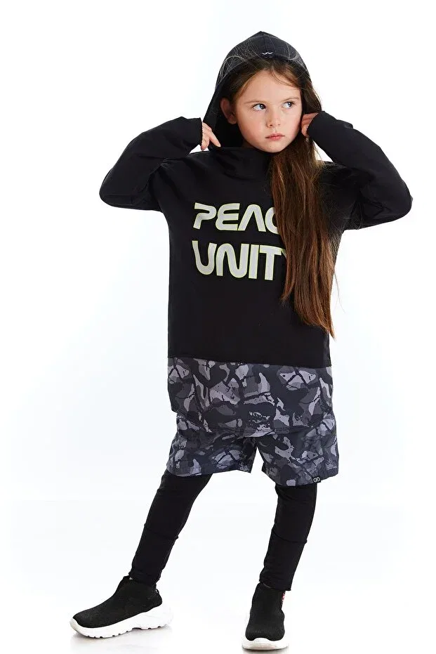Детские свитшот для мальчиков с принтом Unity Slogan Printed Hooded Boys' Sweatshirt Colorinas, Black — фото 4