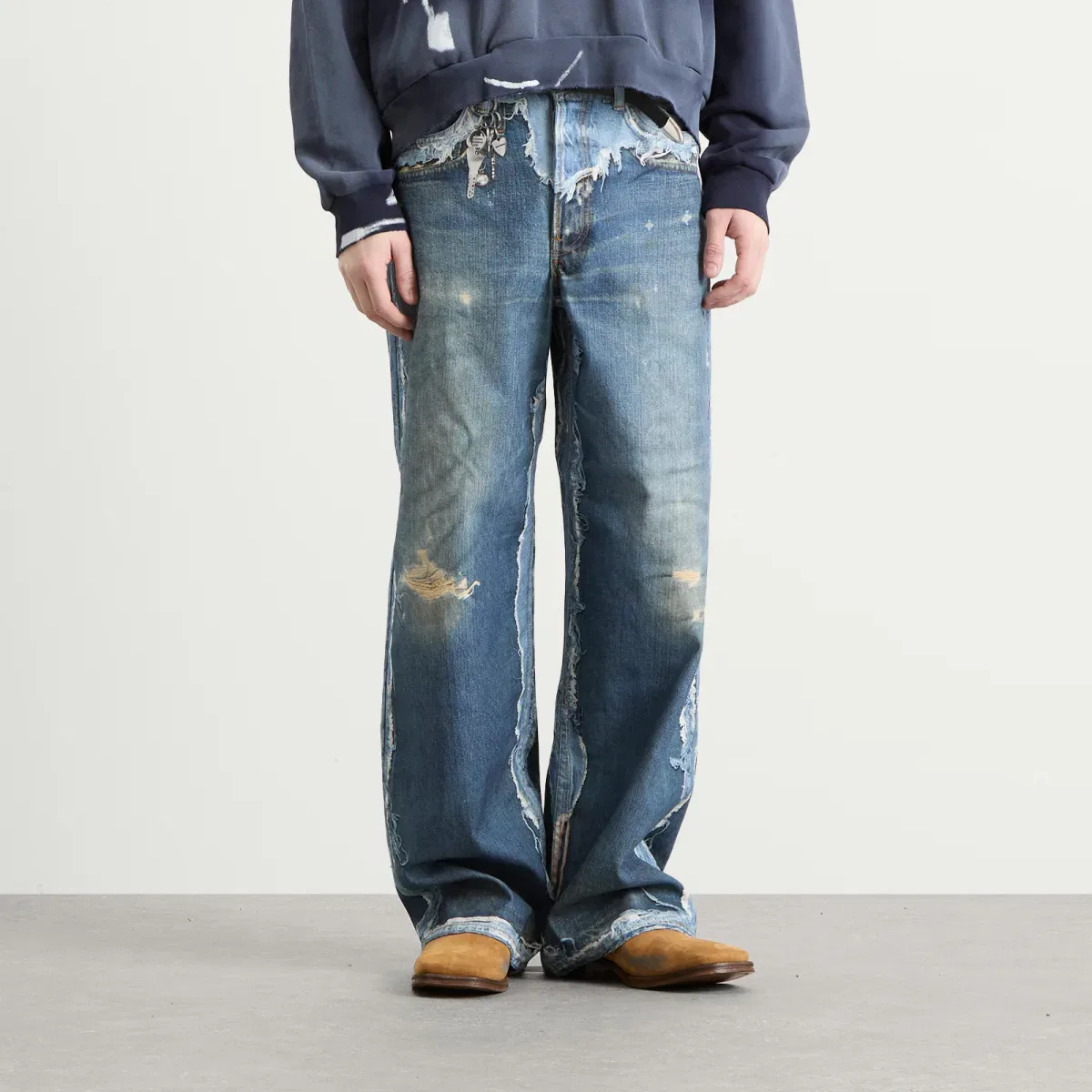 Джинсы свободного кроя с принтом 1981 Trompe L'oeil Acne Studios, Mid Blue — фото 2
