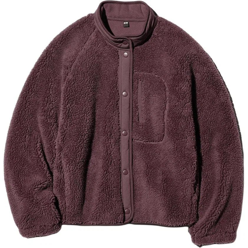 Женское бархатное пальто с воротником-стойкой Dark Red, UNIQLO
