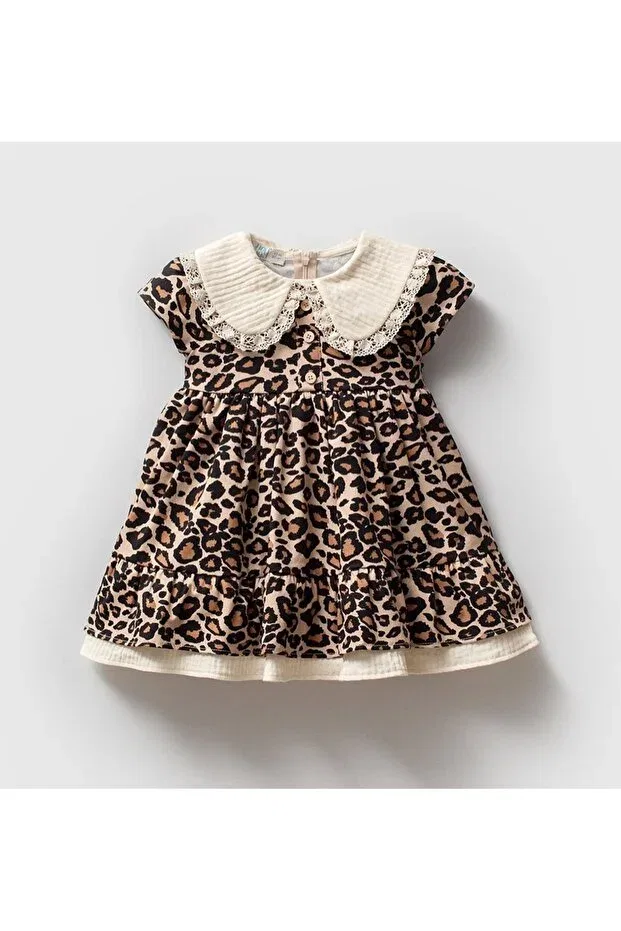 Детское платье для девочек с коротким рукавом Leopard Little Baby, Beige