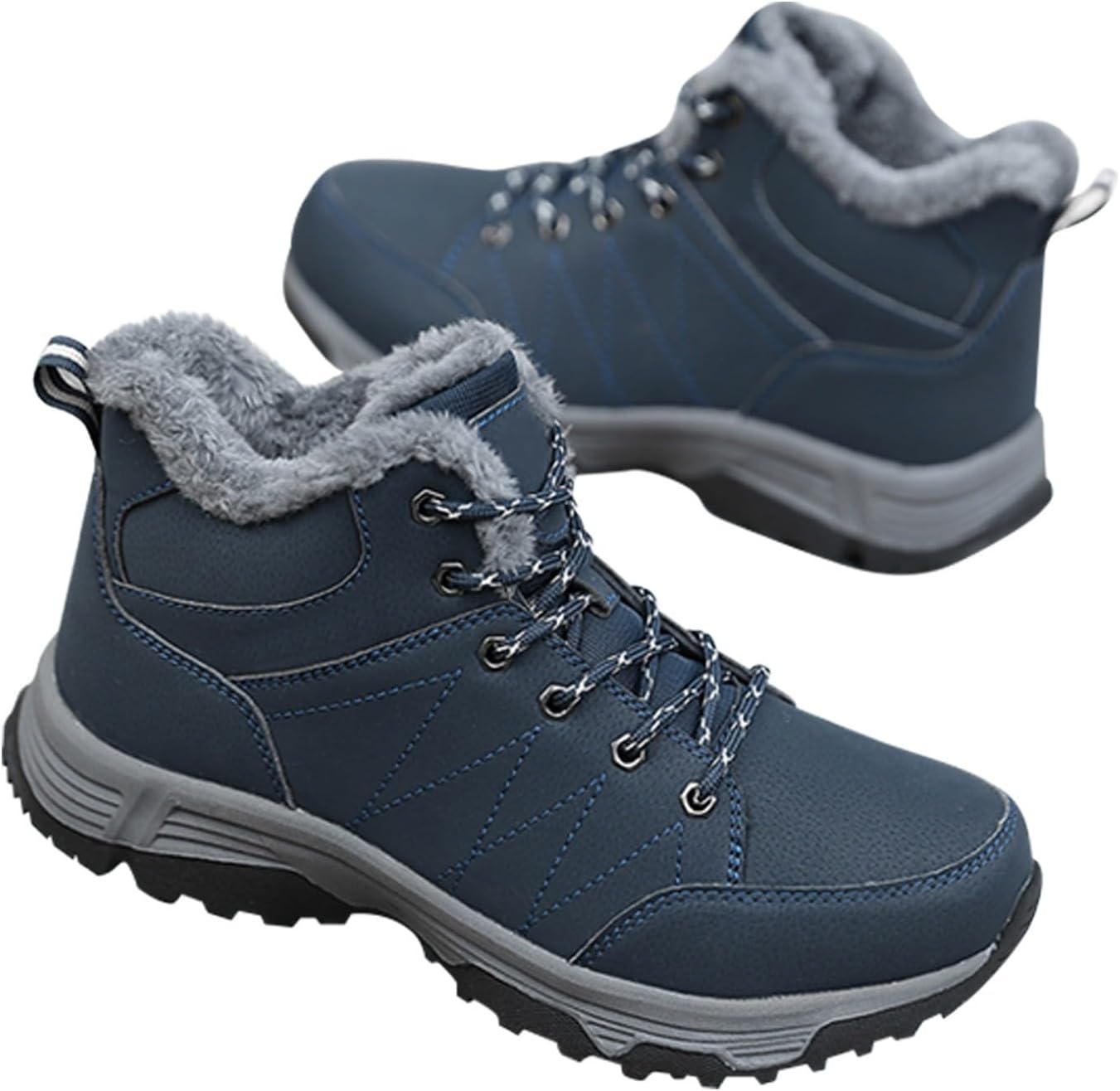 

Мужские и женские зимние снежные ботинки, повседневные, легкие, водонепроницаемые, с противоскользящей подошвой, с меховой подкладкой, для походов и туризма Generic, синий