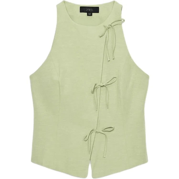 Женский топ-майка без рукавов с завязкой на шее ZARA, Medium Green