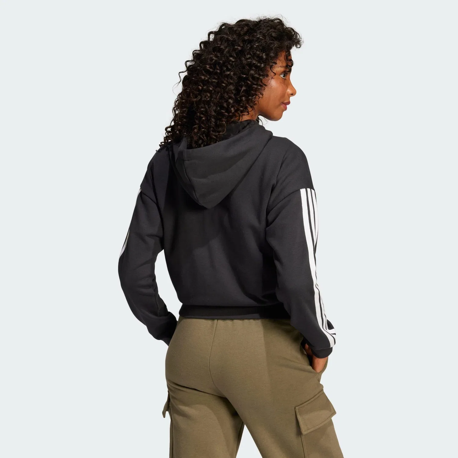 Мужское худи с длинным рукавом Essentials 3-Stripes French Terry Adidas, Цвет Schwarz Weiss — фото 3