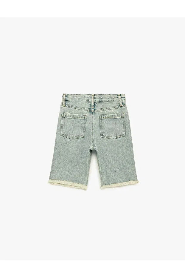 Детские шорты для мальчиков джинсовые Worn-Out detailed denim light indigo boys' shorts 6skb40018td Koton, Open Indigo — фото 2