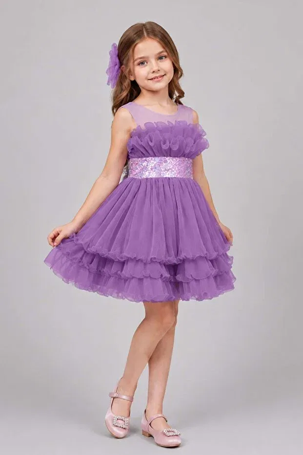 Детское платье для девочек с длинным рукавом Basics Riccotarz, Lilac — фото 3