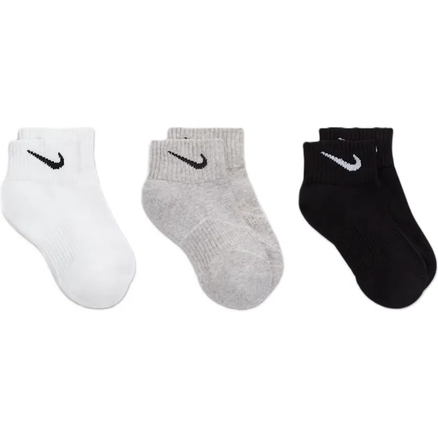 Комплект носков Nike Performance Cushioned Quarter, 3 пары, Бело-серо-черный — фото 3