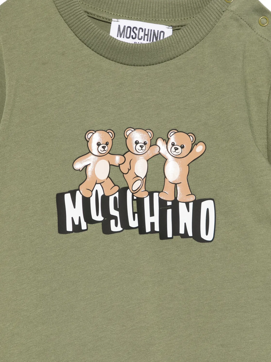 Футболка с принтом медведей Moschino, зеленый — фото 2