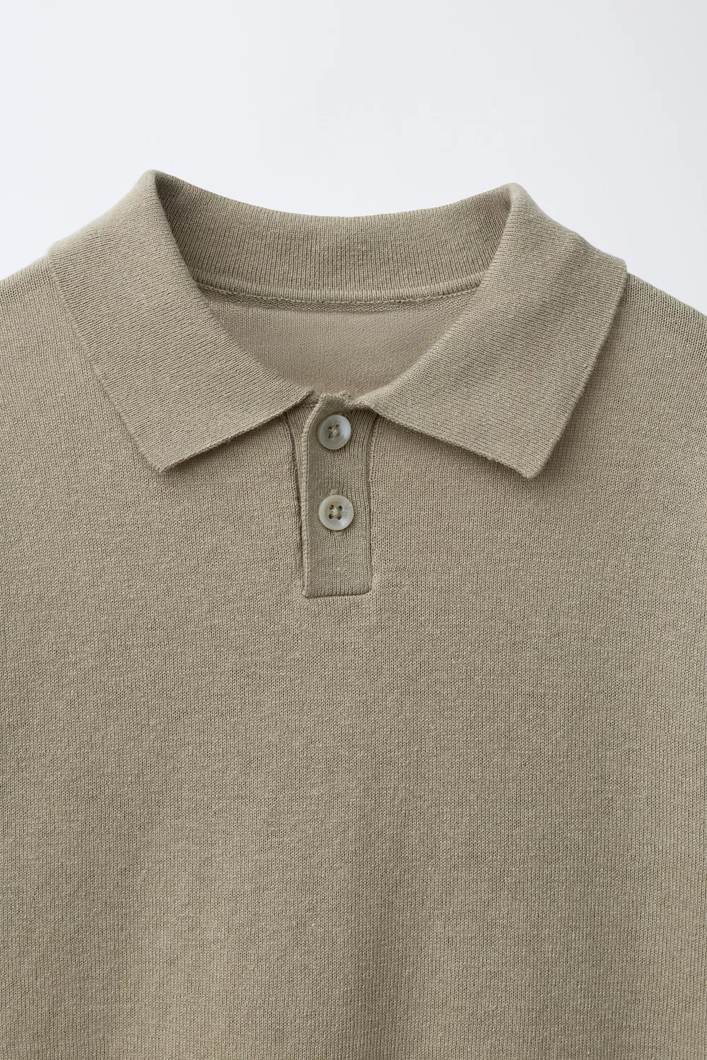 Поло из хлопка и льна ZARA, Light Khaki — фото 3