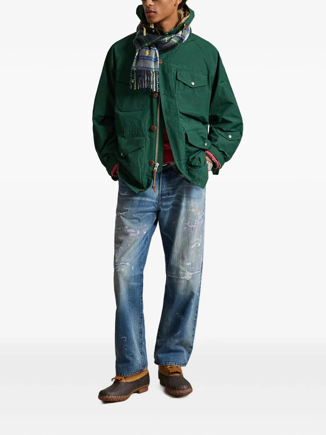 Парка с капюшоном зеленая Polo Ralph Lauren, зеленый — фото 2