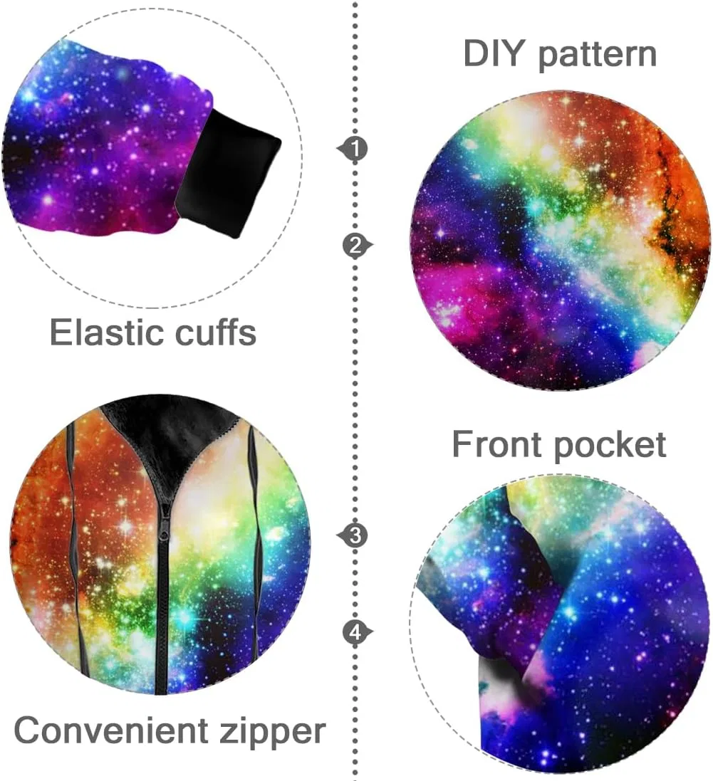 Мужская куртка-худи с принтом, Galaxy Womens Mens Winter Jacket, Rainbow Galaxy — фото 2