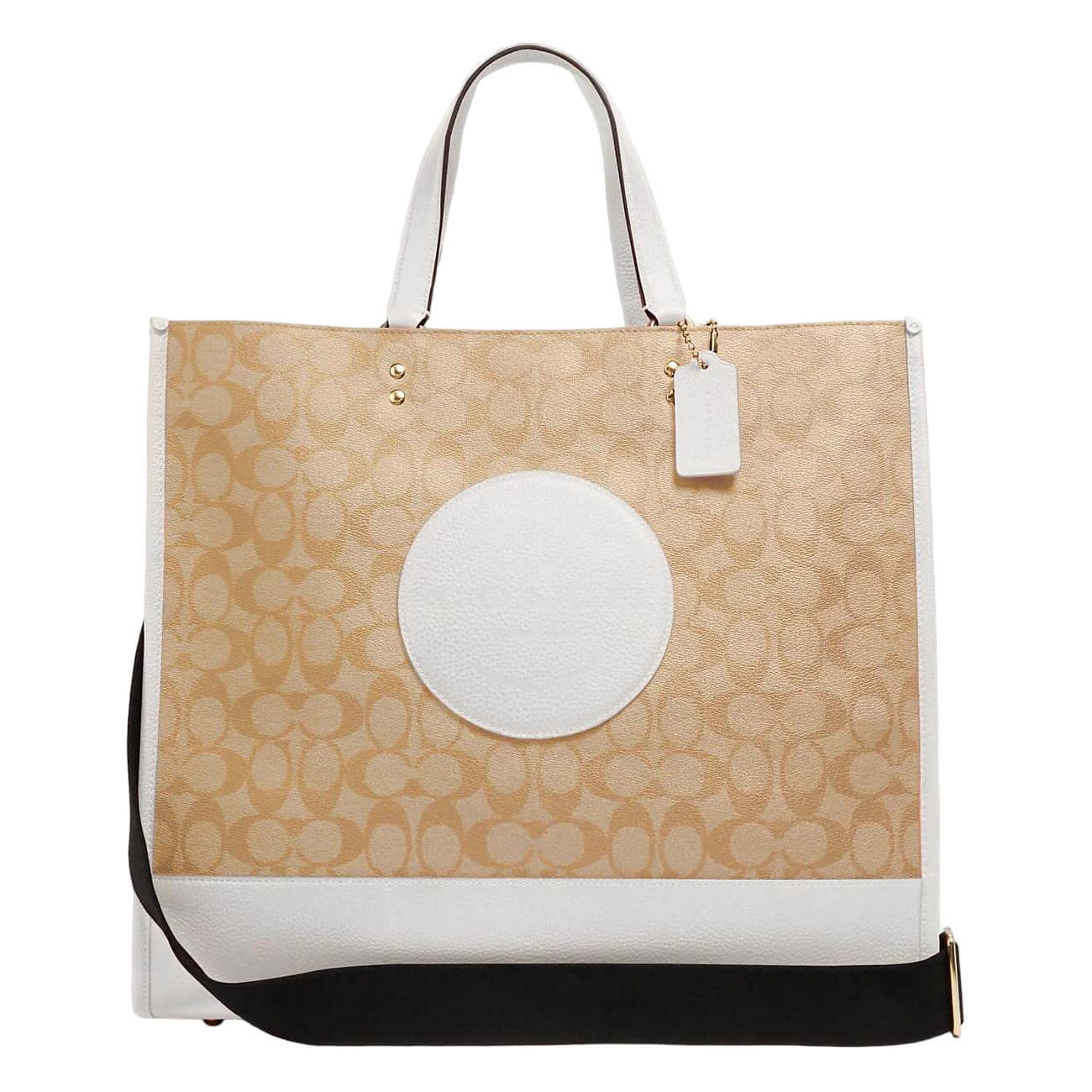 

Сумка Coach Outlet Dempsey Tote 40 in Signature Canvas with Coach Patch, светло-бежевый/белый