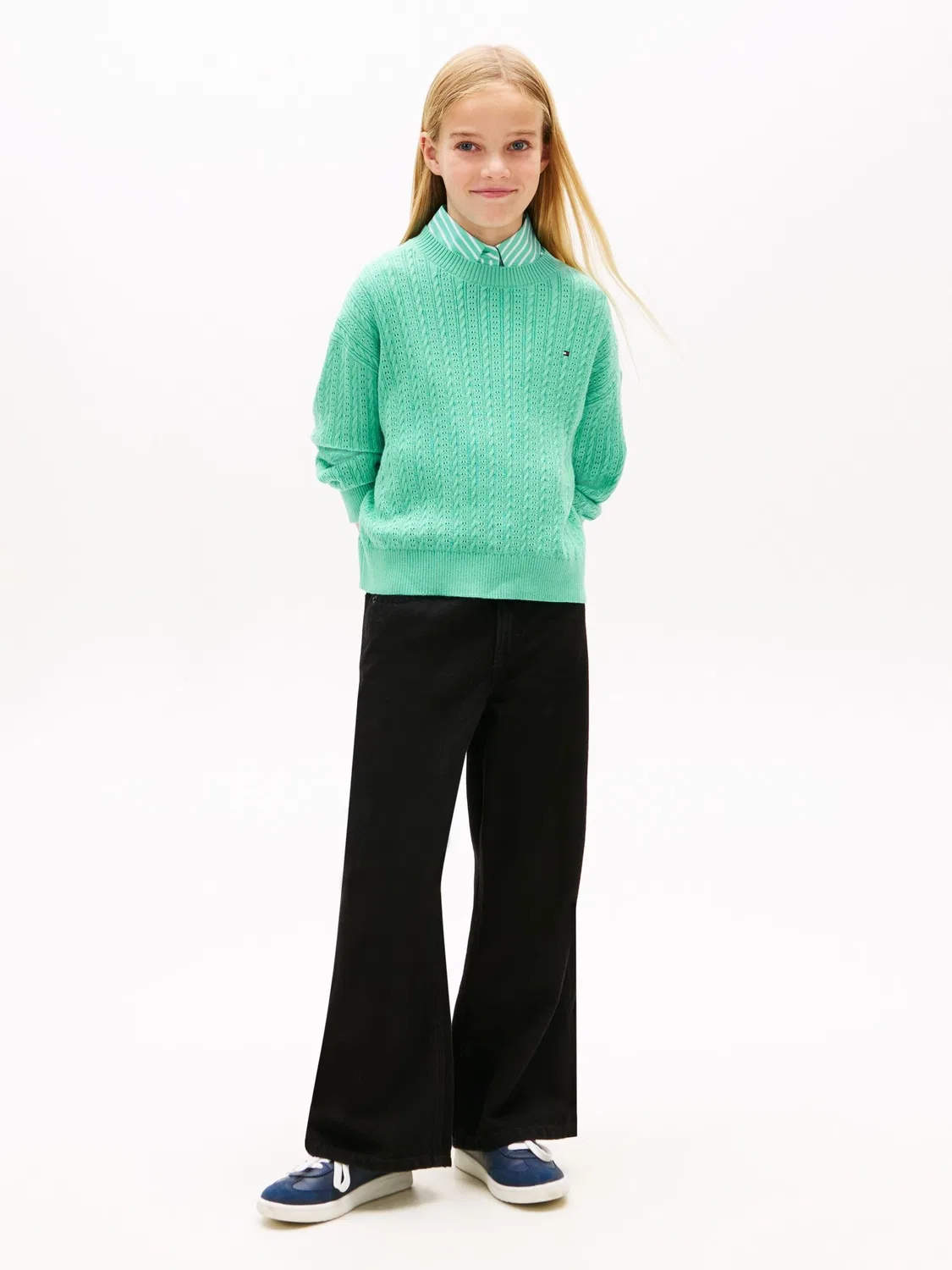 Джемпер с фактурным узором Pointelle Cable Knit Tommy Hilfiger, зеленый — фото 2