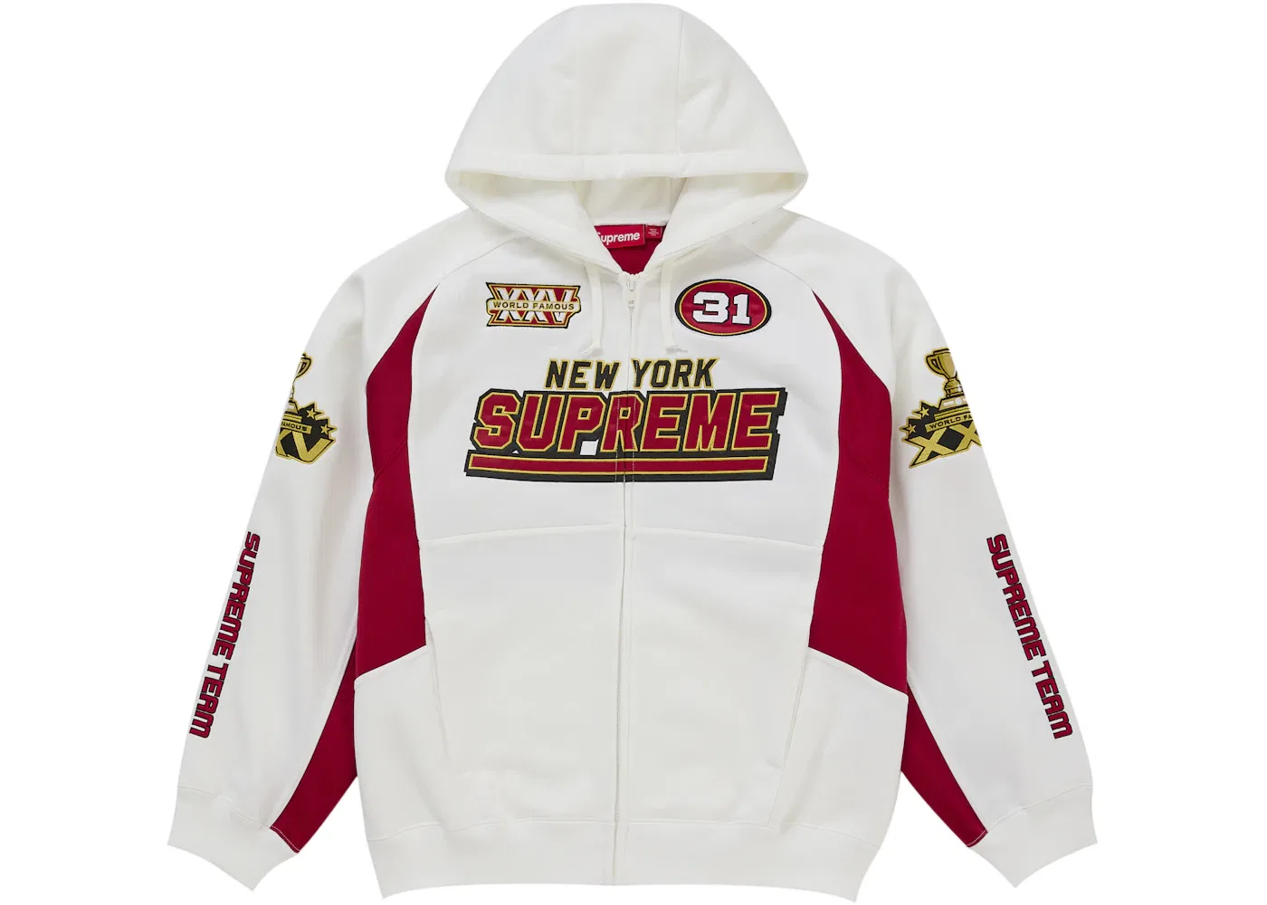 Мужская худи с принтом Supreme Football Zip Up Hooded Sweatshirt FW25 Supreme, White