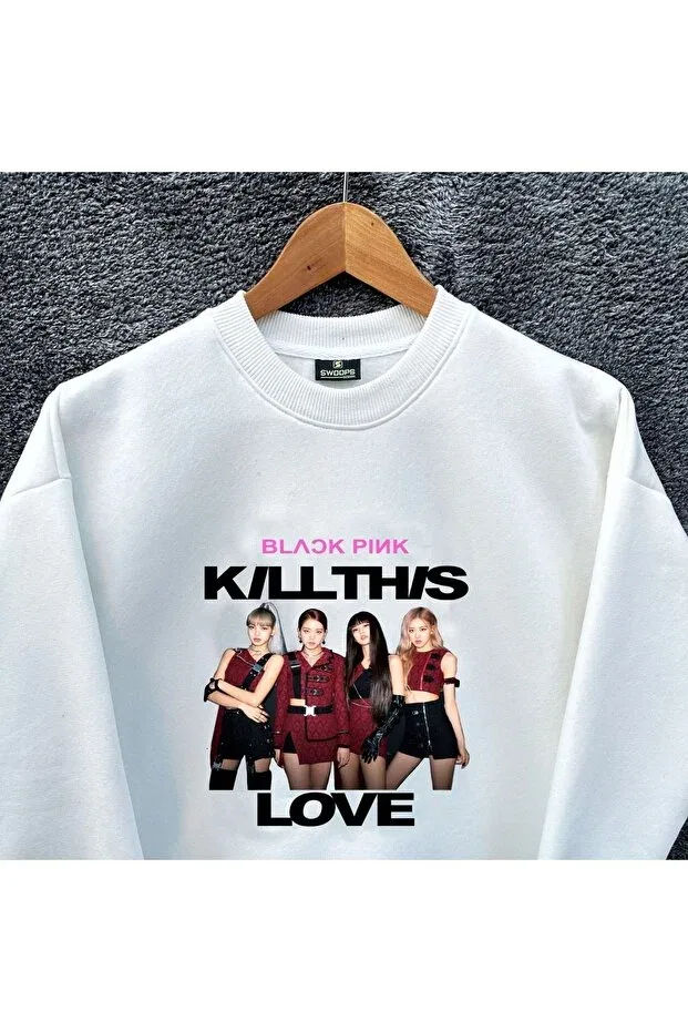 Детские свитшот для девочек с принтом Blackpink Love Wolters Outdoors, Ecru — фото 2