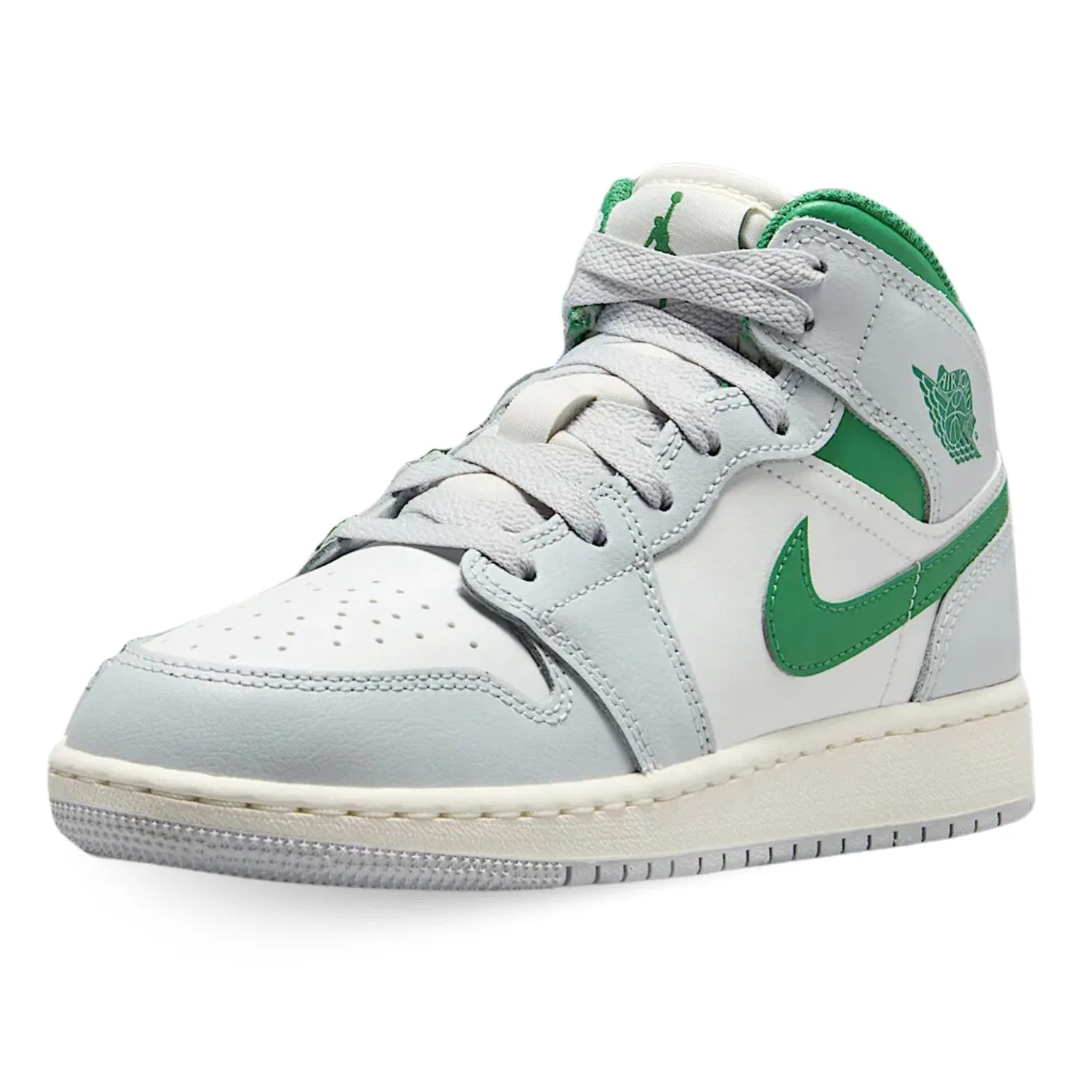 Детские кроссовки для мальчиков Air Jordan 1 Mid (Gs) NIKE, Bianco Verde Grigio