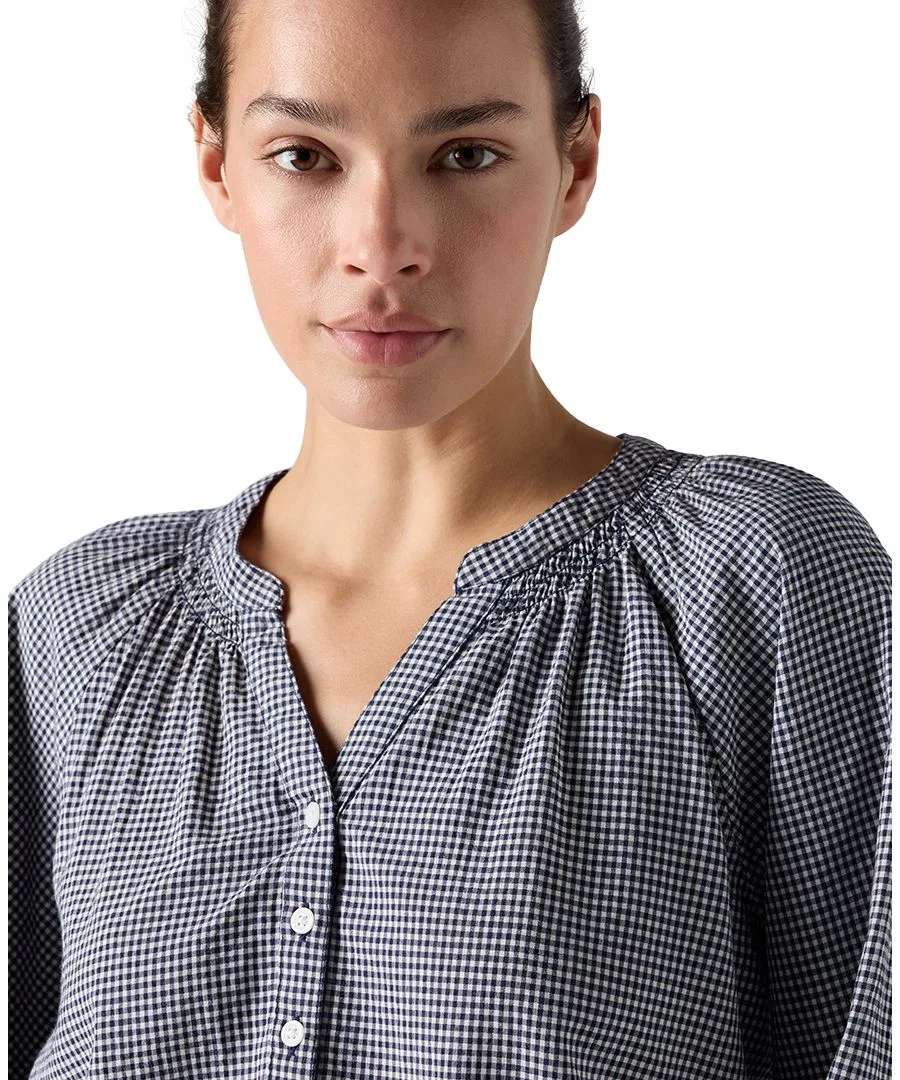 Блуза свободного кроя Reverie Split Neck Levi's, Ceicil Even Micro Check Peacoat — фото 3