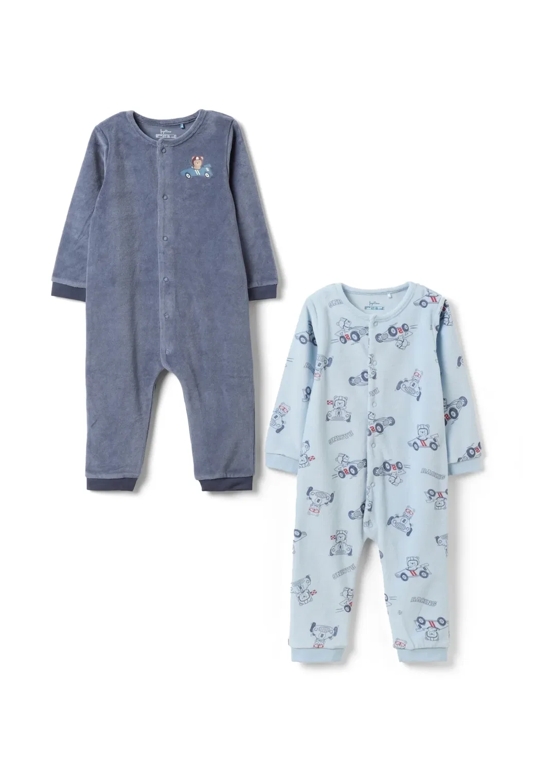 Комплект из 2 пижамных комбинезонов на кнопках Ovs, Light Blue Grey