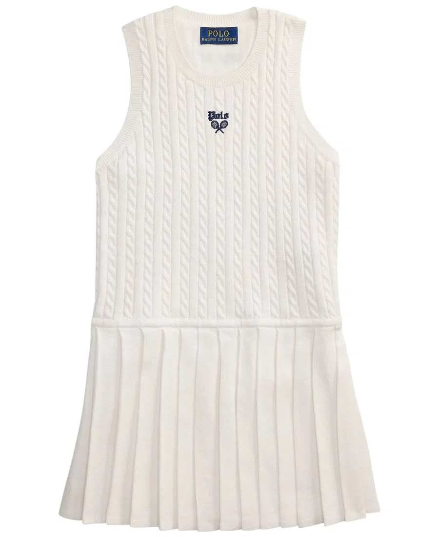 Платье-свитер без рукавов с принтом US Open Polo Ralph Lauren, Ceramic White