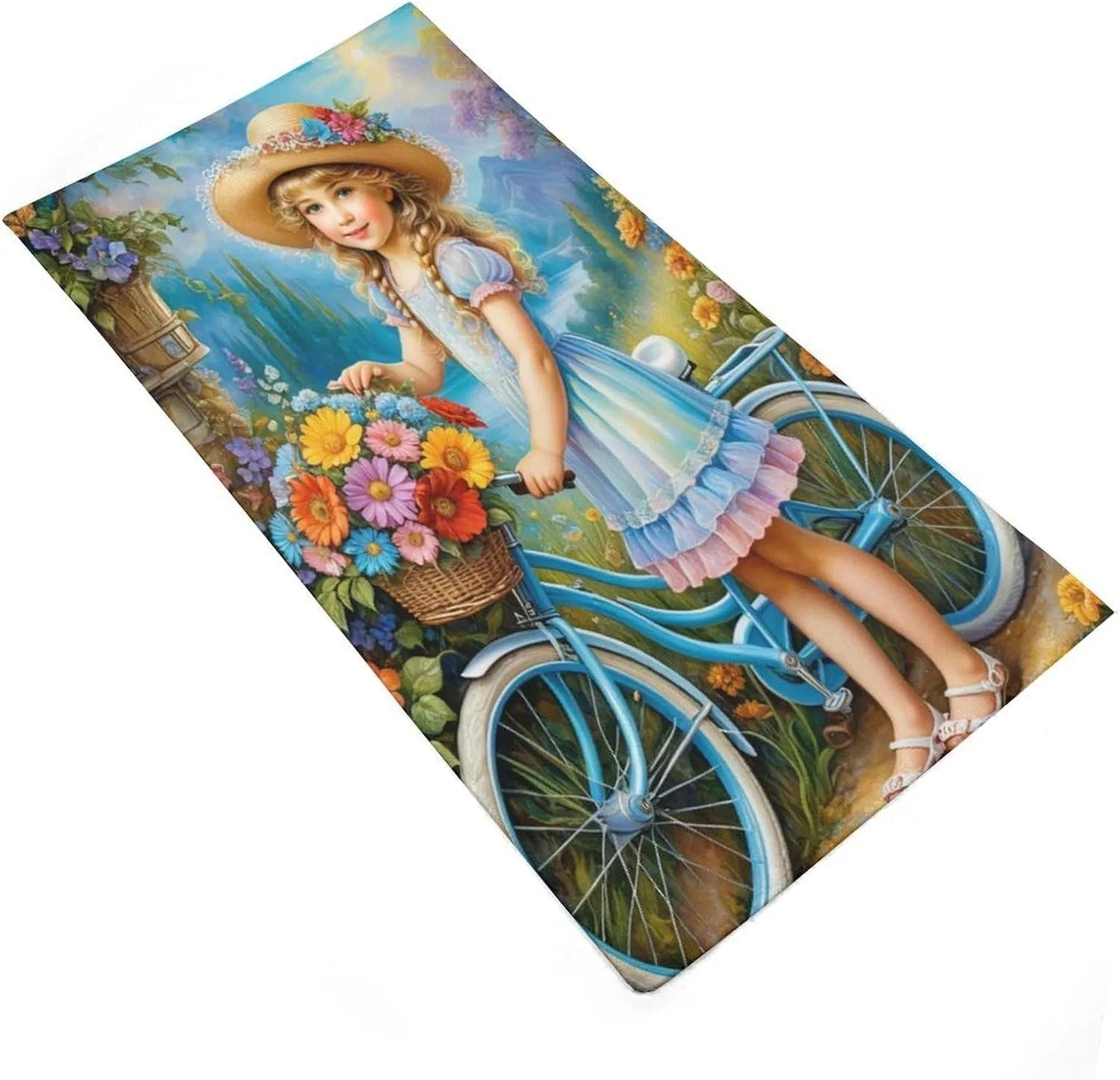 Набор полотенец из микрофибры с велосипедом и цветами, sinyumoney, 35x73 см, Style-1