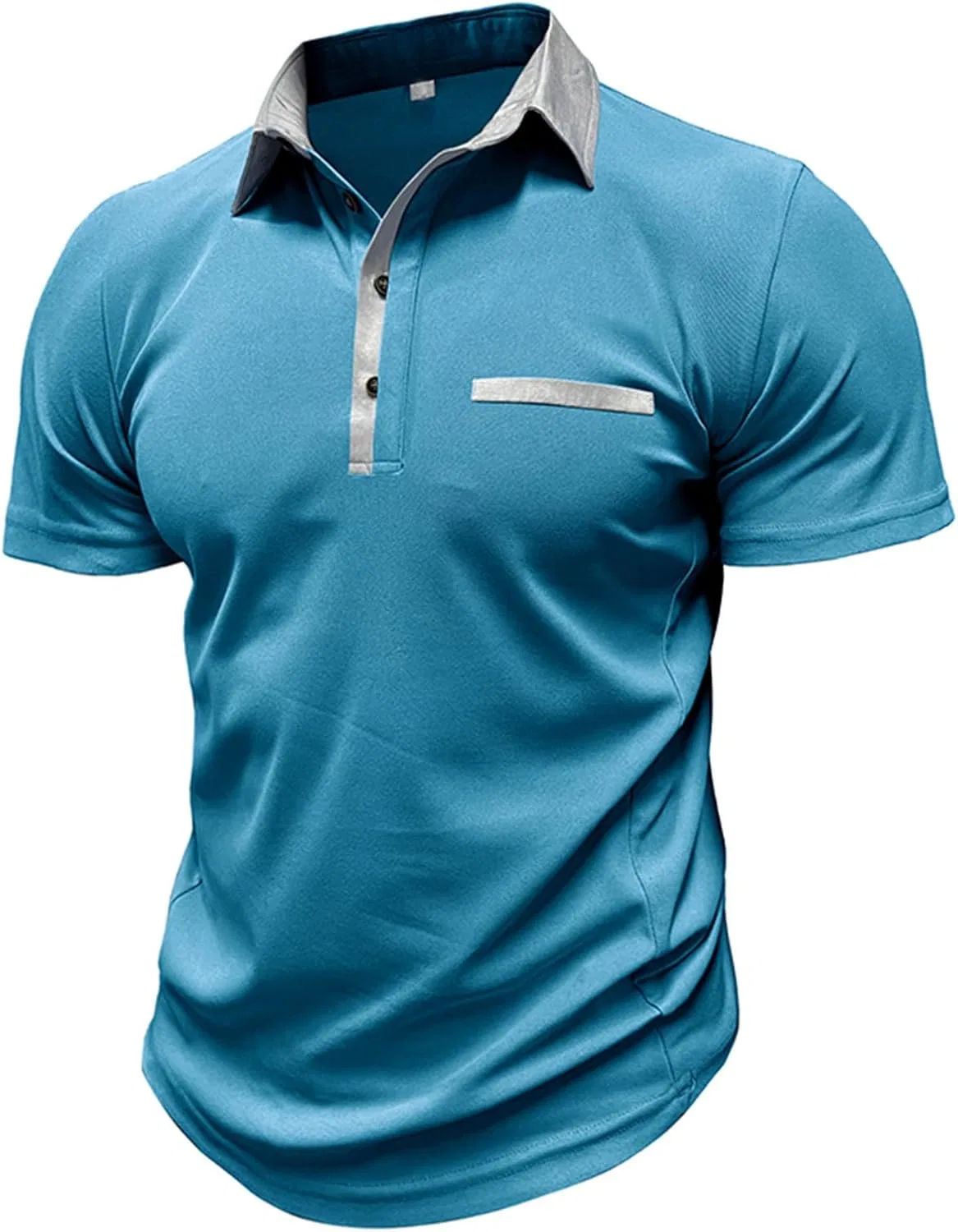 Мужская слим-фит футболка с воротником-поло Golf, Sky Blue — фото 3