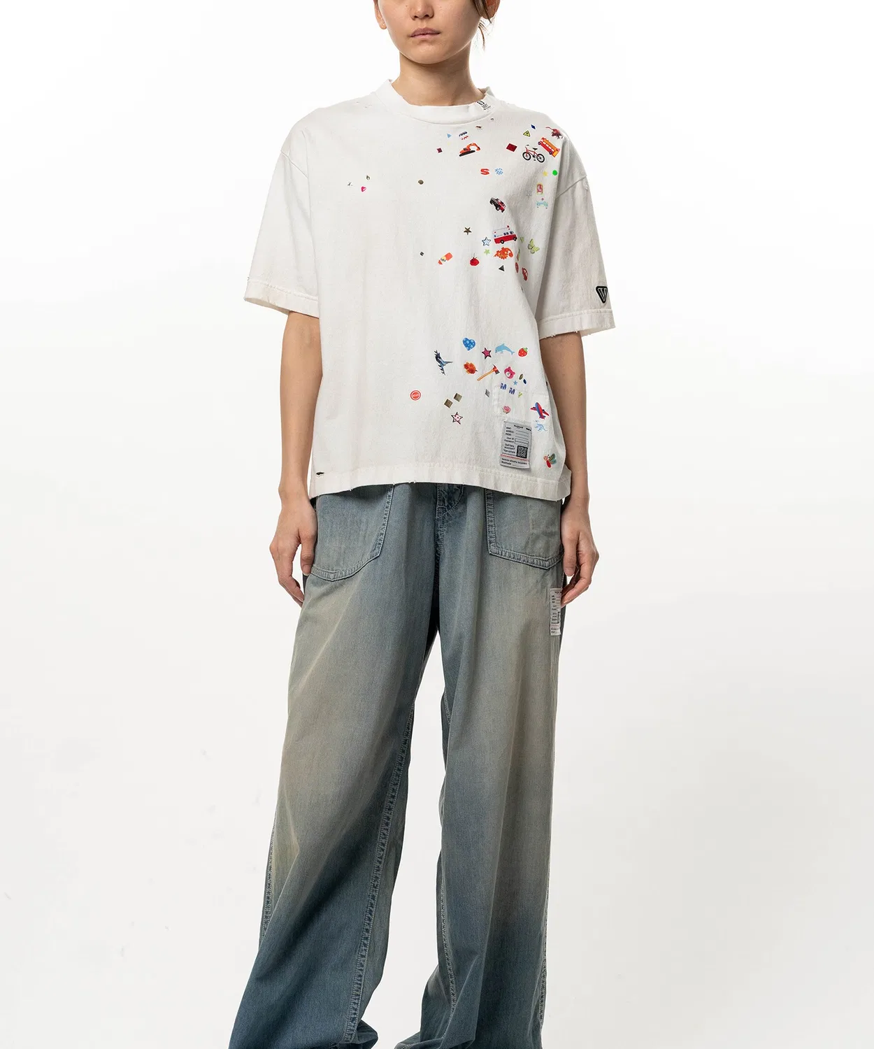 Детская футболка с принтом Kids Sticker Maison MIHARA YASUHIRO, Белый — фото 2