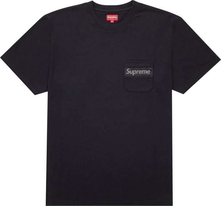 

Футболка Supreme Mesh Stripe Pocket Tee 'Black', черный