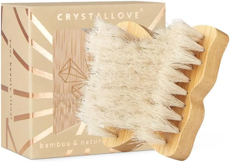Массажная щетка для тела CRYSTALLOVE, дорожная, из бамбука и натуральной агавы