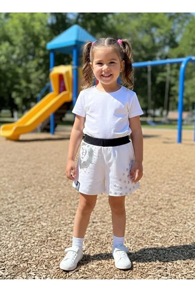 Детские шорты для девочек с принтом 36046 Babyhola, White