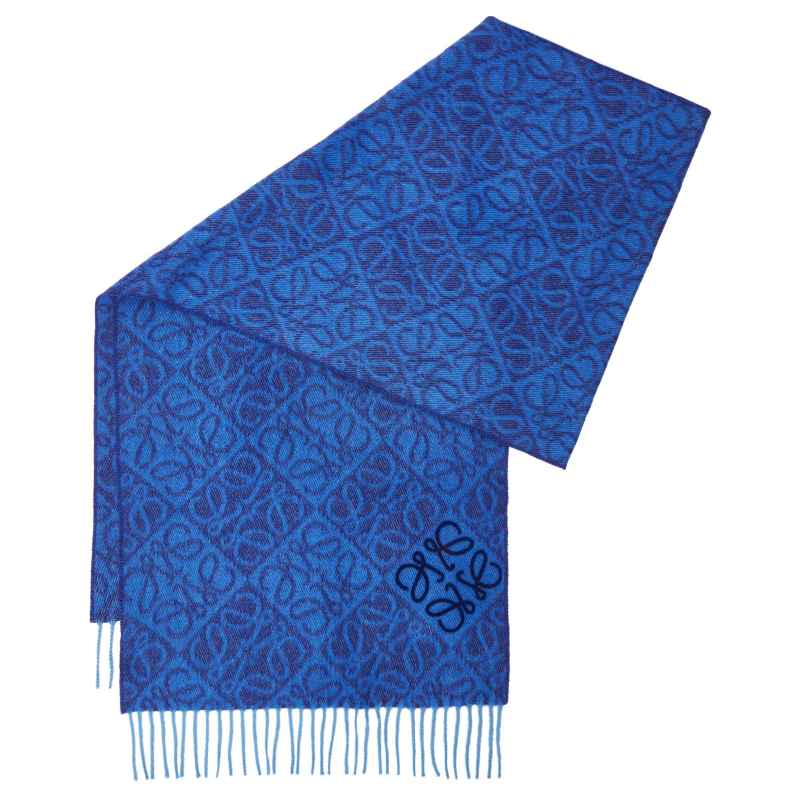 

LOEWE Шерстяной кашемировый вязаный шарф унисекс королевский синий, Royal Blue