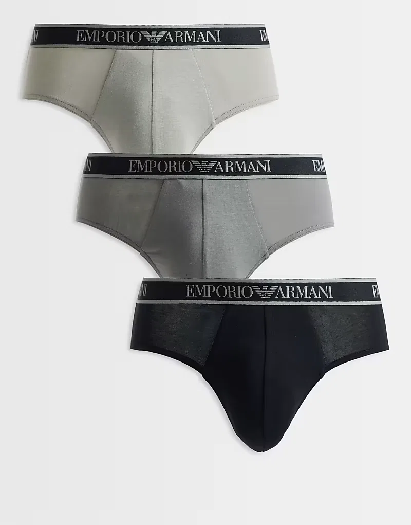 Трусы-брифы 3 шт Emporio Armani Bodywear, серый
