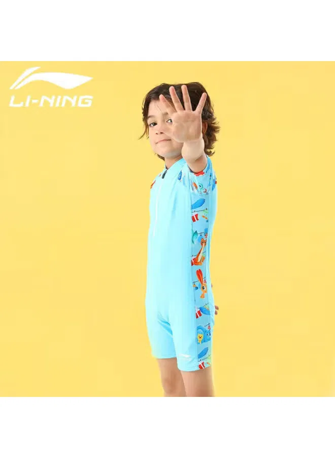 Купальник детский с коротким рукавом Li-Ning, синий — фото 2
