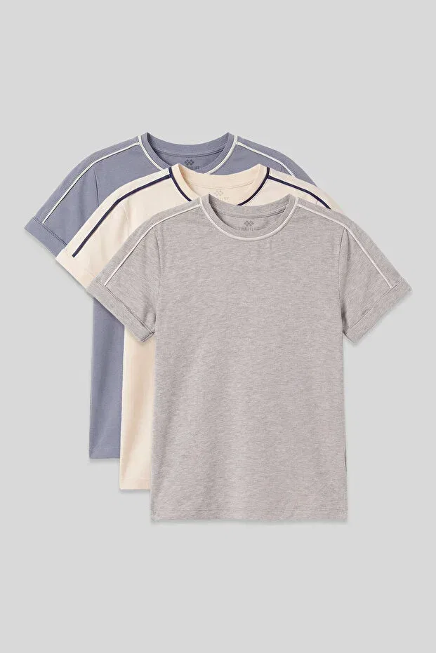 Детский комплект футболок для девочек Tommy Life, G1 Blend - Ecru - Dark Blue