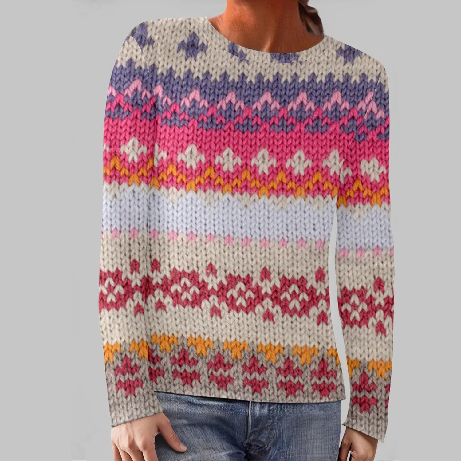 Женский тёплый свитшот с принтом горы Elegant Mountain Sweatshirt, Z-hot Pink — фото 2