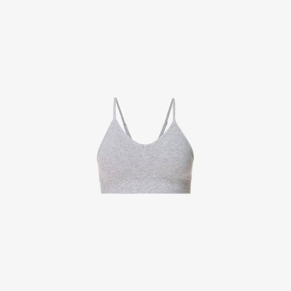 

Мягкий ребристый бра-топ с ракушкой из эластичной ткани Sweaty Betty, серый