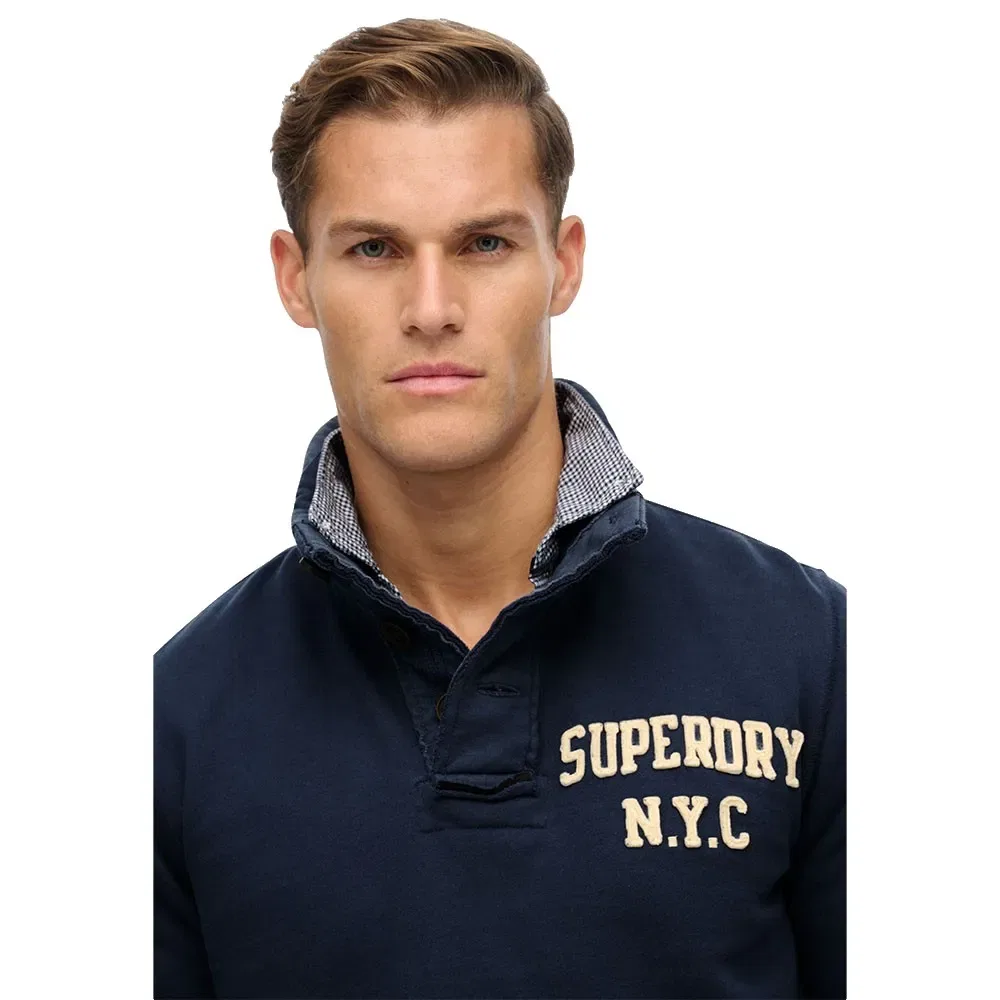 Мужской свитшот с полузастежкой Vintage Athletic Half Button Superdry, Blue — фото 4