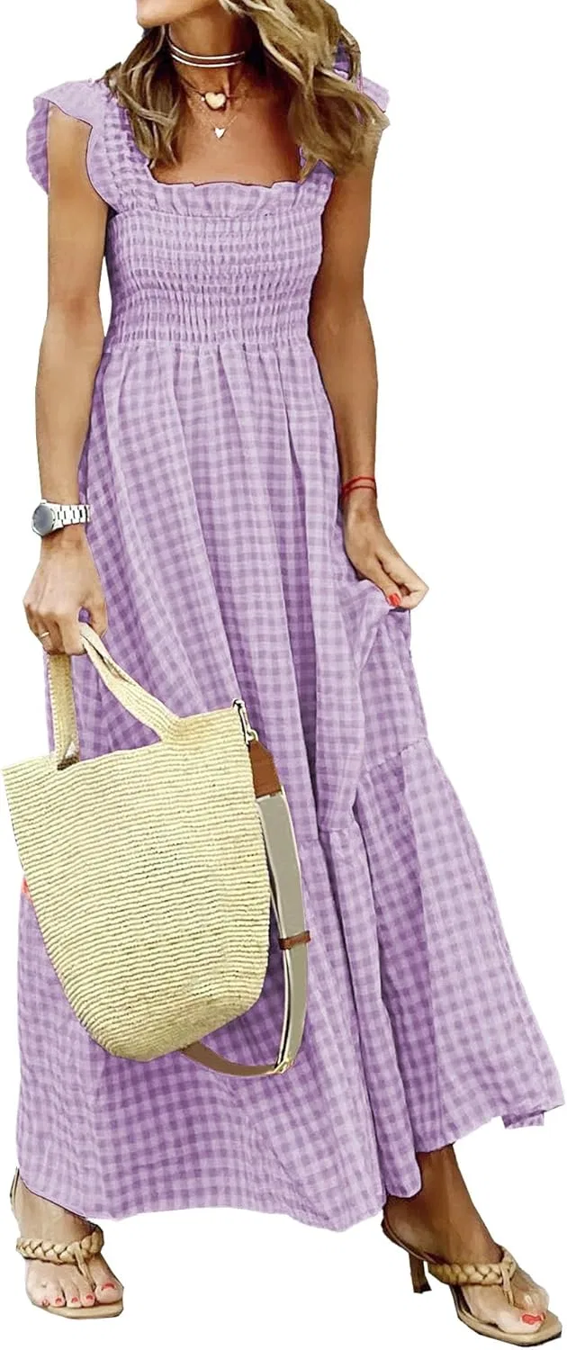 Женская длинная повседневная рубашка с плиссированным подолом Swing Dress, Purple