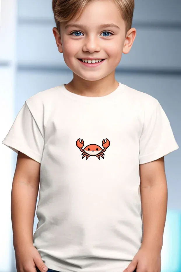Детская футболка для мальчиков с принтом Cute Crab Widi, White