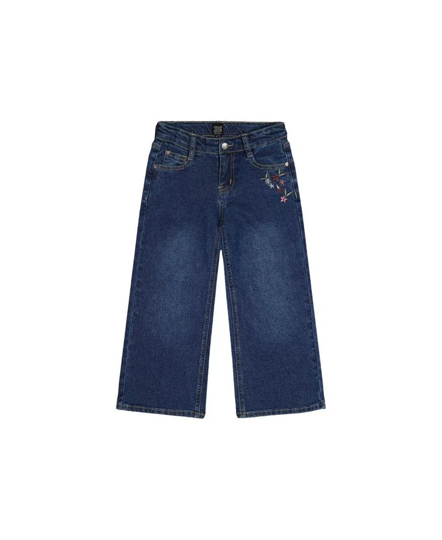 Детские джинсы свободного кроя с вышивкой Soft Poetry Deux par Deux, Light Blue Denim