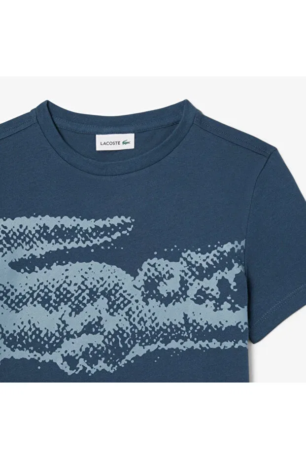 Детская футболка с принтом с коротким рукавом Lacoste, C7Z-Blue — фото 3