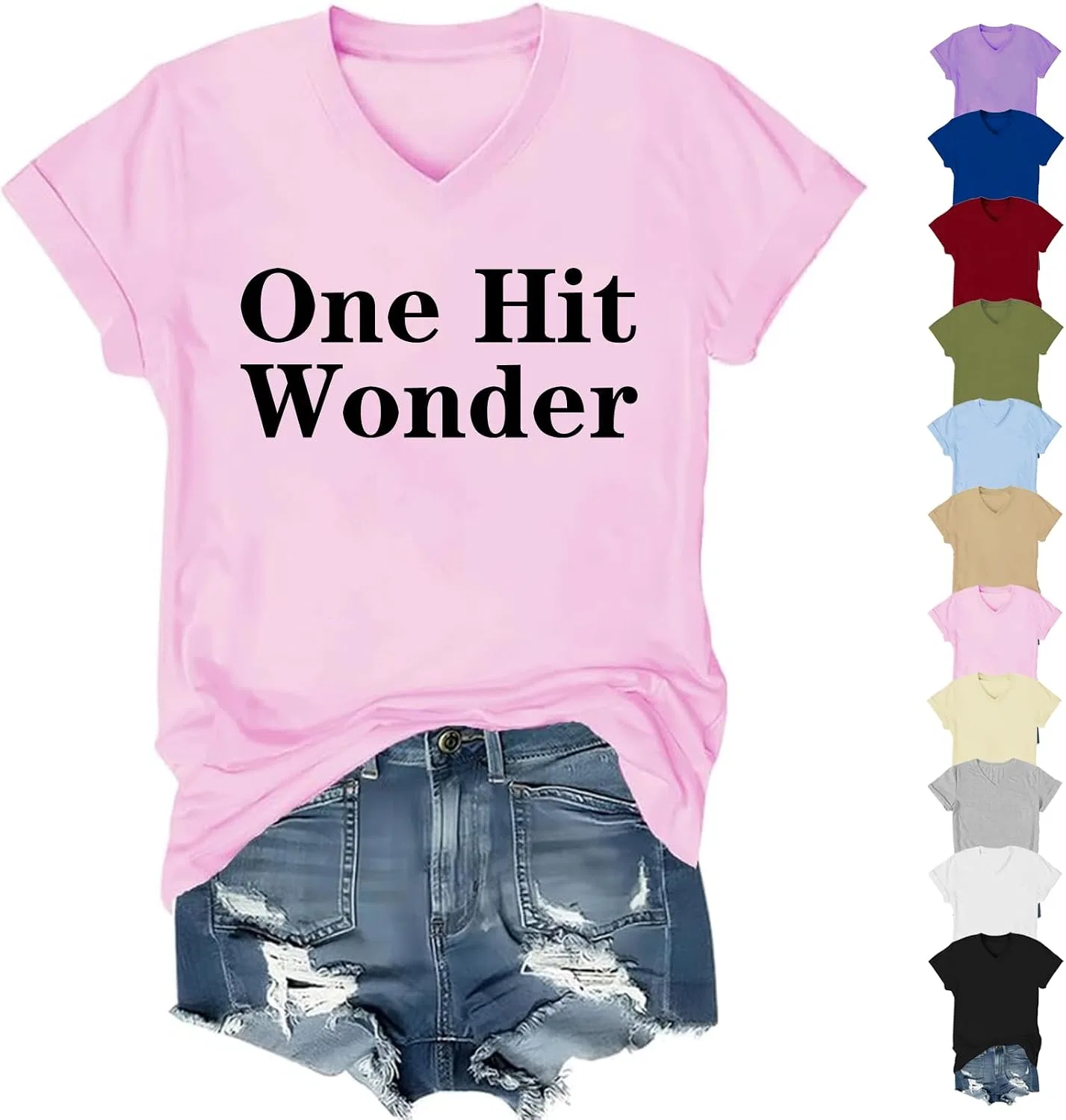 Женская футболка с V-образным вырезом One Hit Wonder, Pink