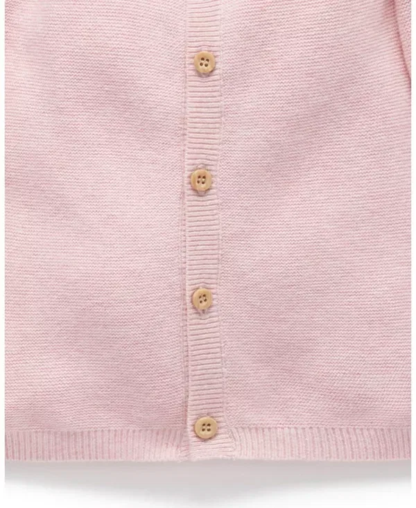 Детский кардиган из фактурного трикотажа для новорожденных девочек Purebaby, Pink Melange — фото 4
