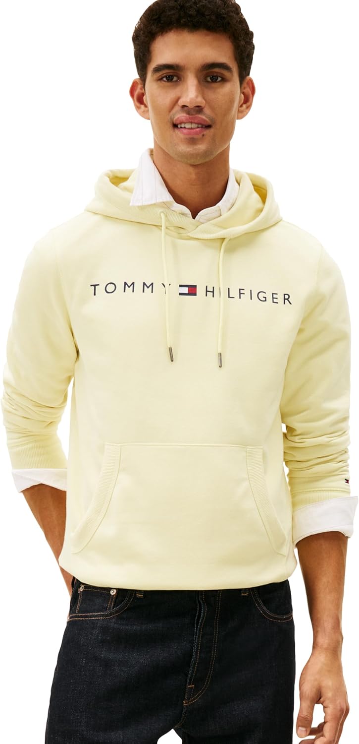 

Мужская флисовая толстовка с капюшоном и логотипом Tommy Hilfiger с длинным рукавом, Wax Yellow