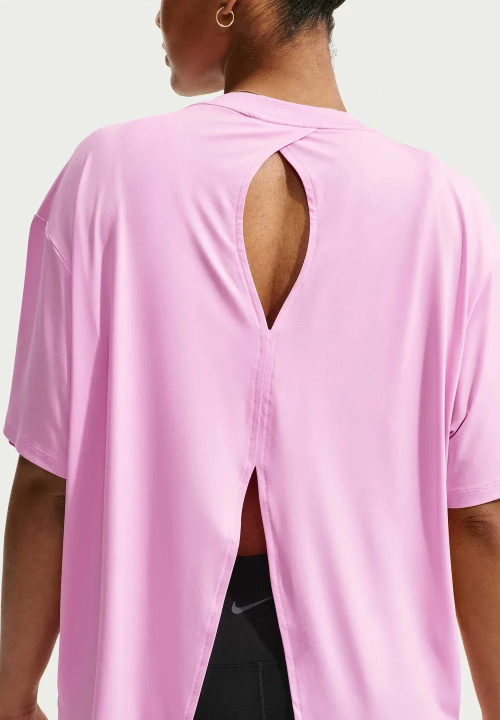 W nk1 df tie back ss - спортивная футболка Nike Performance, Pink Rise/White — фото 4