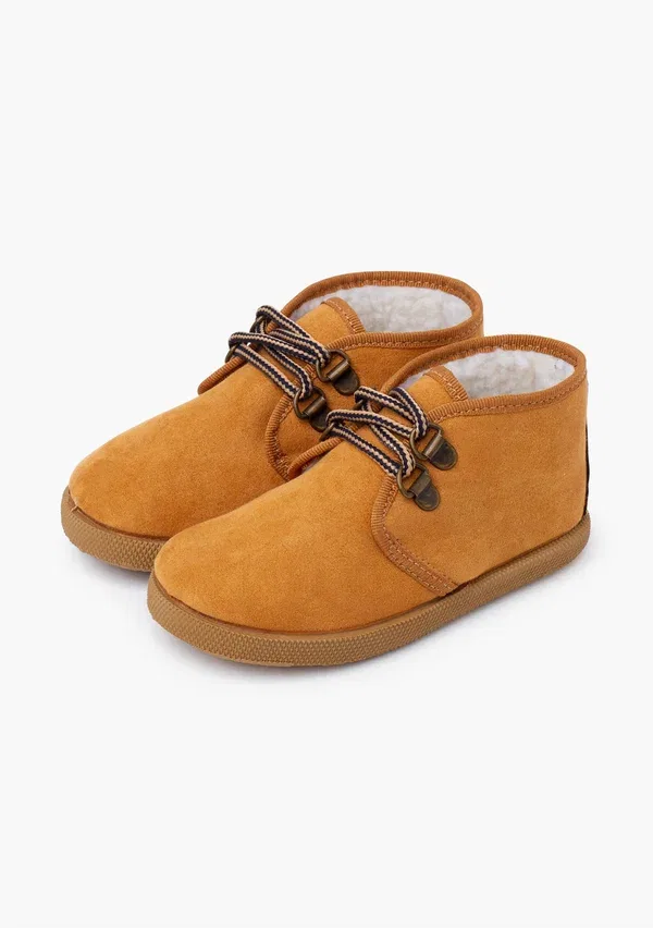 Ботинки на шнуровке с теплой подкладкой Bota forro cordon bicolor unisex Pisamonas, Camel, коричнево-бежевой — фото 2