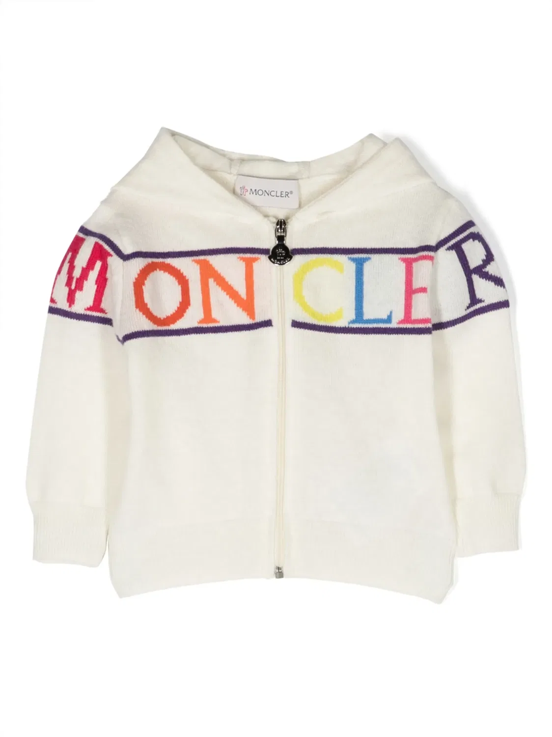 Худи с Застежкой и Логотипом из Интарсии Moncler, белый
