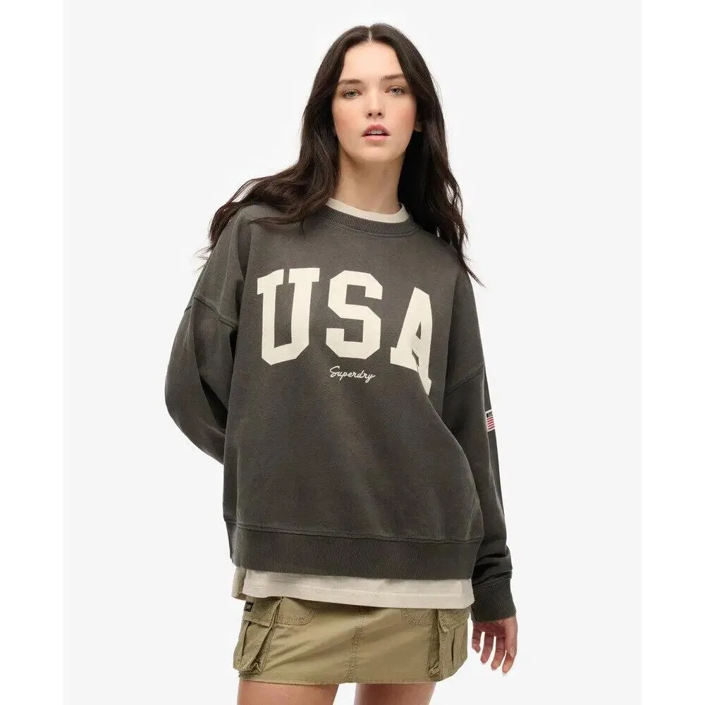 Женский свитшот с принтом Athletic Essentials Superdry, Grau / Kohlengrau — фото 2