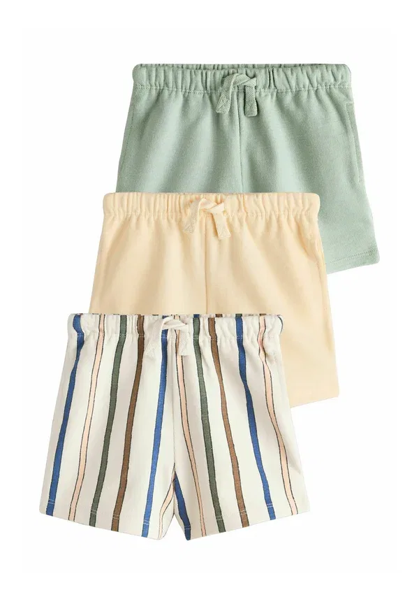Шорты хлопковые Regular fit - textured 3 pack - shorts Next sage green, soft yellow, pastel stripe, зеленый/желтый